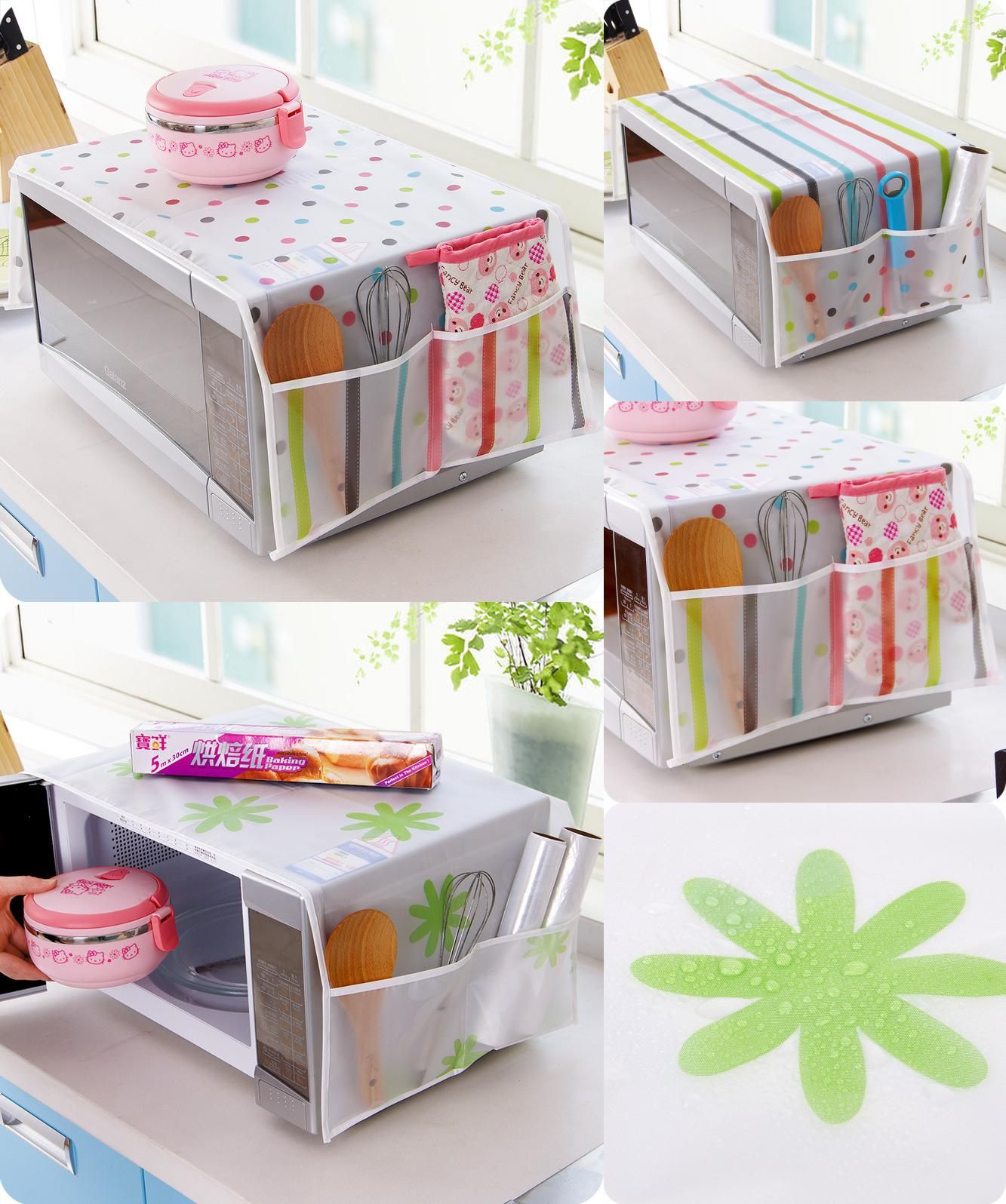 Imported - Dustproof & Waterproof Microwave Oven Cover with Side Pockets