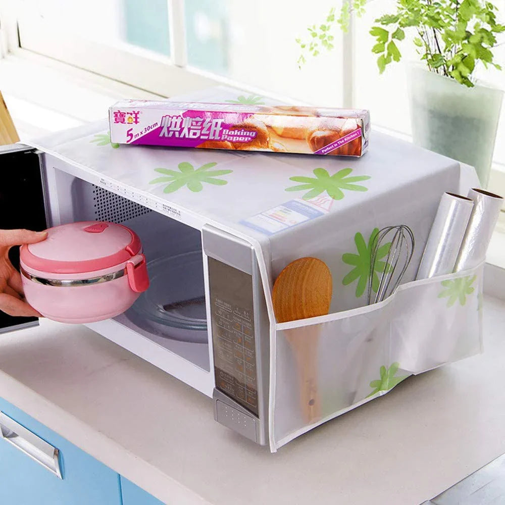 Imported - Dustproof & Waterproof Microwave Oven Cover with Side Pockets