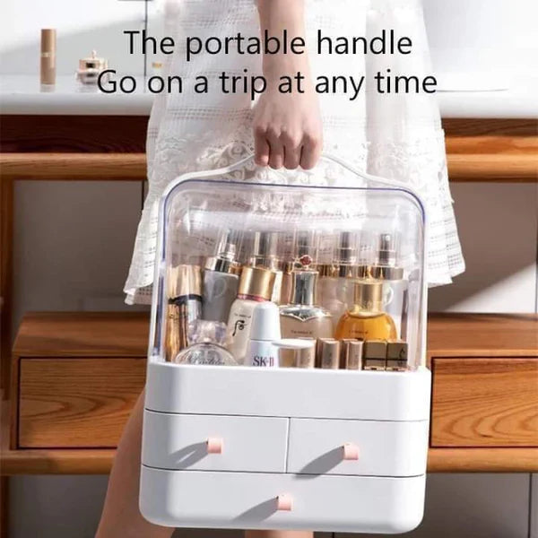 3-Drawer Portable Cosmetic Box – Acrylic Makeup Organizer & Vanity Storage