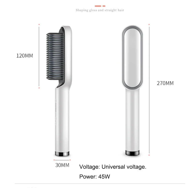 Electric Hair Brush Straightener – Hot Comb Curler with 30s Fast Heating