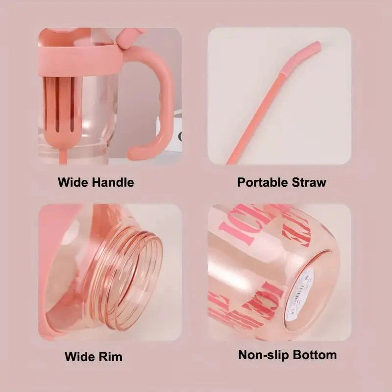 1300ml Large Capacity Tumbler with Straw – Premium Leakproof Ice Cream & Coffee Bottle in Pakistan
