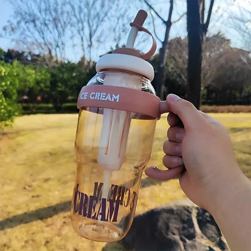 1300ml Large Capacity Tumbler with Straw – Premium Leakproof Ice Cream & Coffee Bottle in Pakistan