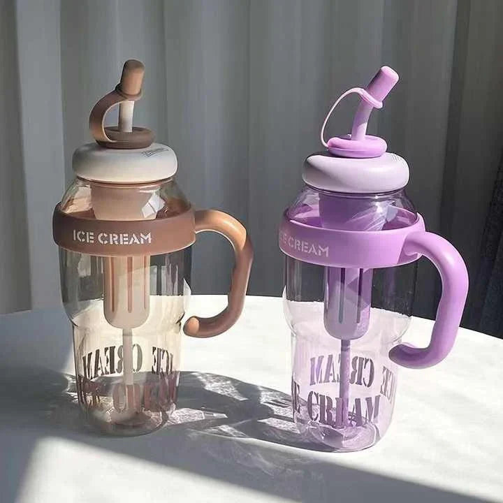 1300ml Large Capacity Tumbler with Straw – Premium Leakproof Ice Cream & Coffee Bottle in Pakistan