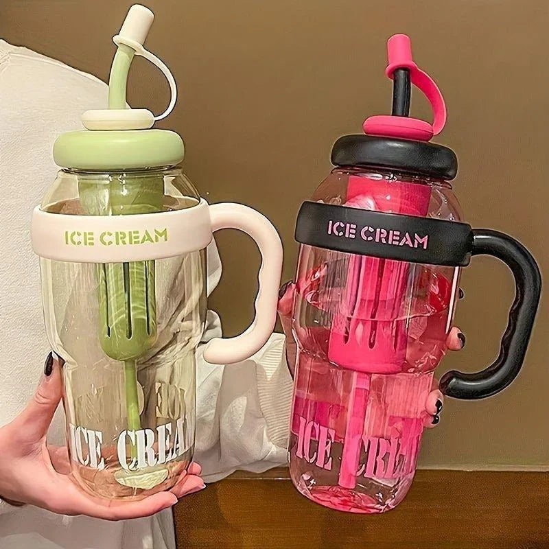 1300ml Large Capacity Tumbler with Straw – Premium Leakproof Ice Cream & Coffee Bottle in Pakistan