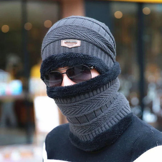 Winter Beanie Cap with Matching Muffler – Unisex Warm Knitted Set