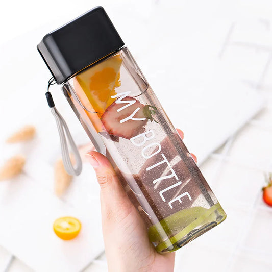 Square Design Plastic Water Bottle – Leakproof & Travel Friendly