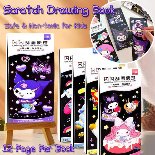 Sanrio Magic Multicolor Scratch Art Kit – DIY Painting Paper Book for Kids Creative Drawing & Educational Fun