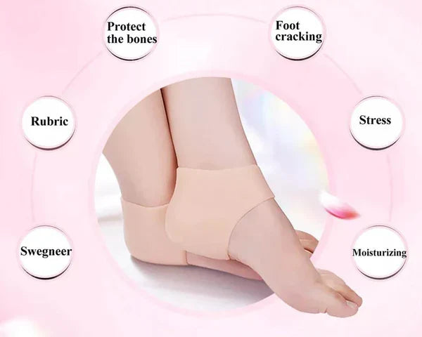 1 Pair Silicone Gel Heel Pad Socks – Pain Relief & Anti-Crack Heel Protector