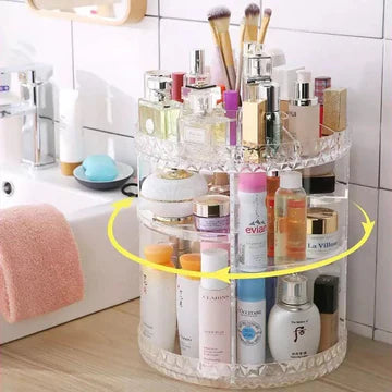 360° Rotating Makeup Organizer – Large Size | Cosmetic Storage Rack for Vanity & Dressing Table