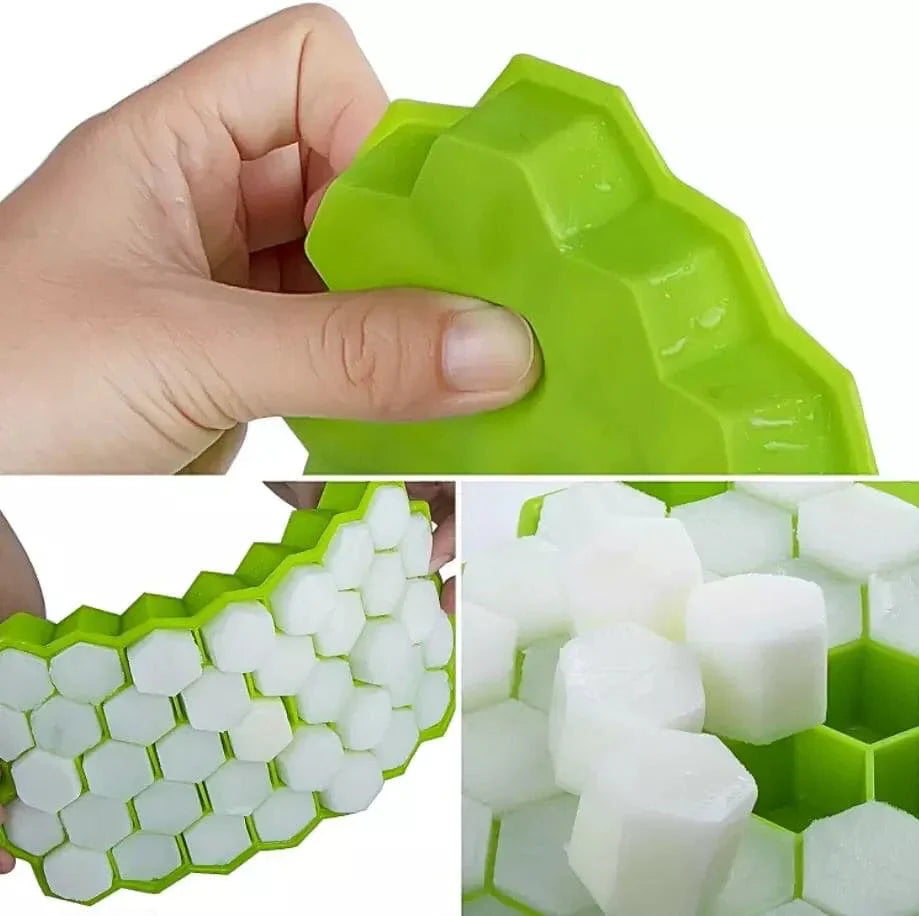 Silicone Honeycomb Ice Cube Tray with Lid – 37 Cells (Flexible & BPA-Free)