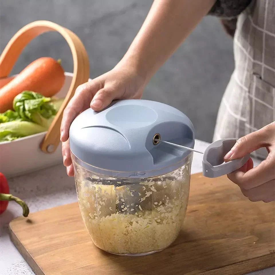 Large Size 900ML Hand-Pull Manual Chopper & Masher – Multifunctional Portable Food Processor