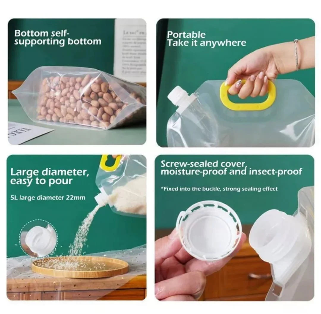 Sealed Storage Bags – Portable Transparent Food & Grain Storage Bags (2.5L & 5L)