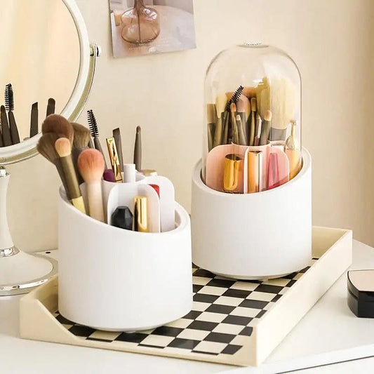 360° Rotating Makeup Brush Holder – Organizer Stand with Compartments