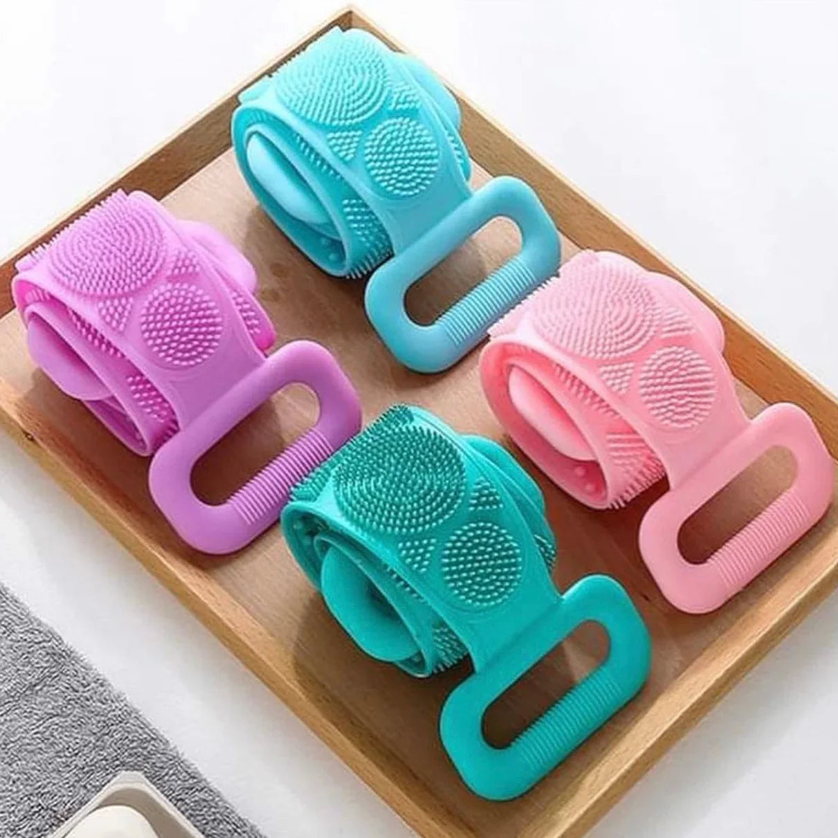 Silicone Back Scrubbing Belt – Double-Sided Exfoliating Body Scrubber