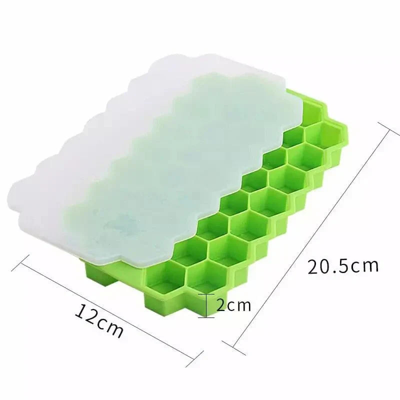 Silicone Honeycomb Ice Cube Tray with Lid – 37 Cells (Flexible & BPA-Free)