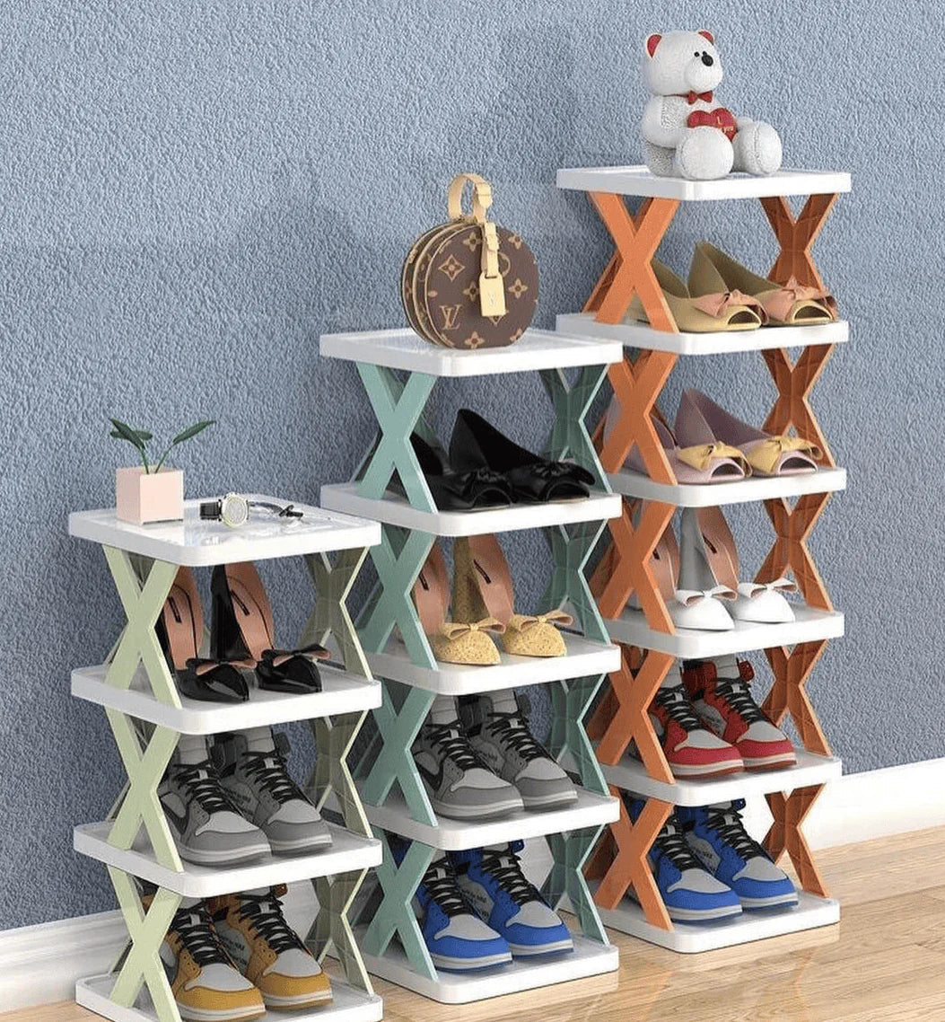 Premium Foldable X-Shape 5-Layer Shoe Rack – Space-Saving Organizer in Pakistan