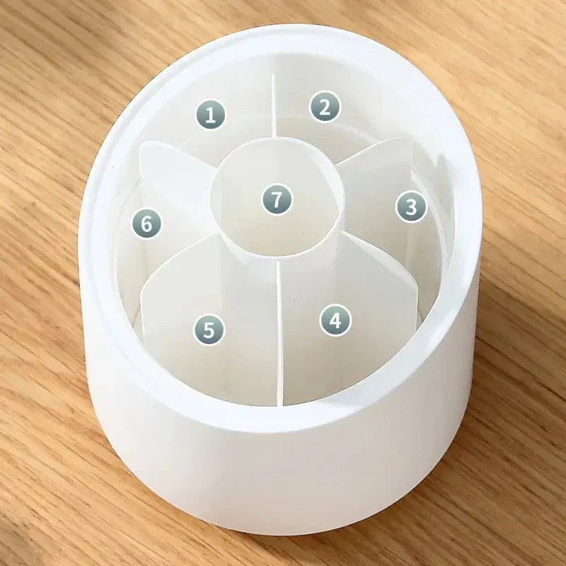 360° Rotating Makeup Brush Holder – Organizer Stand with Compartments