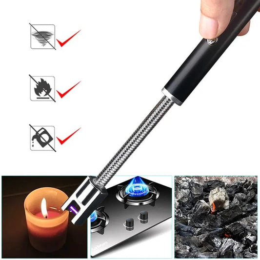 Premium USB Rechargeable Electric Arc Lighter, Flameless Plasma BBQ and Kitchen Lighter with 360° Rotation
