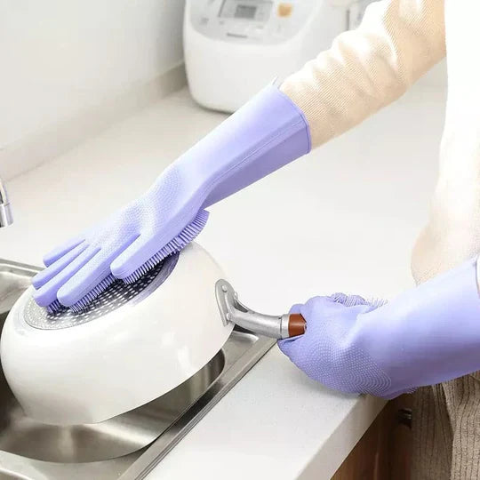 Premium Quality Silicone Washing Gloves – Hand Gloves for Dishwashing & Cleaning