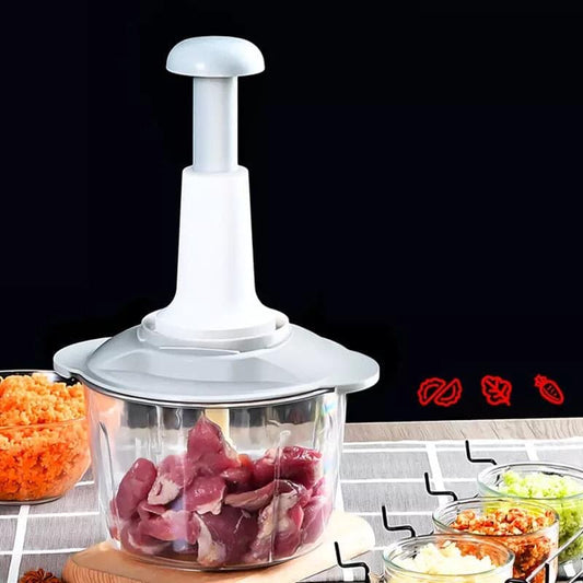 Hand Push Chopper with Beater & Safety Lock – Multifunction Vegetable Cutter