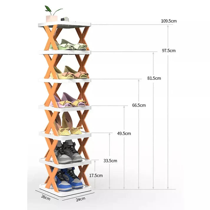 Premium Foldable X-Shape 5-Layer Shoe Rack – Space-Saving Organizer in Pakistan