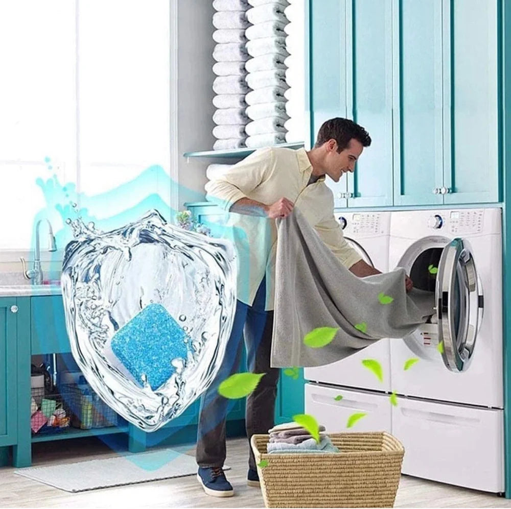 12 Pcs Washing Machine Cleaner Effervescent Tablets – Deep Cleaning Descaler & Deodorizer