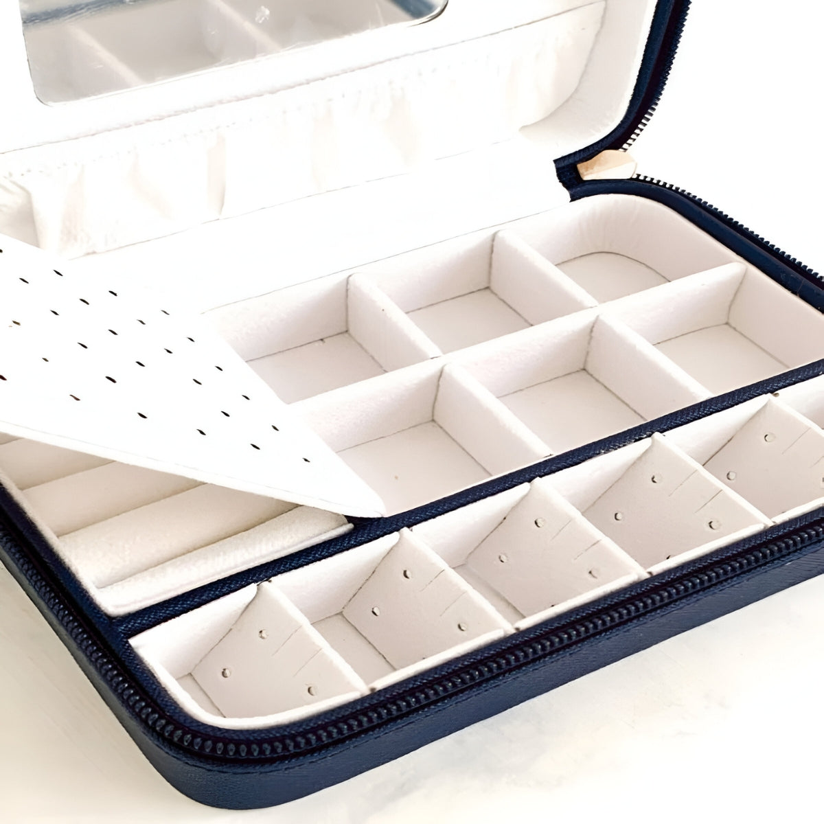 Large Portable Leather Jewelry Organizer – Travel Case for Rings, Earrings & Accessories