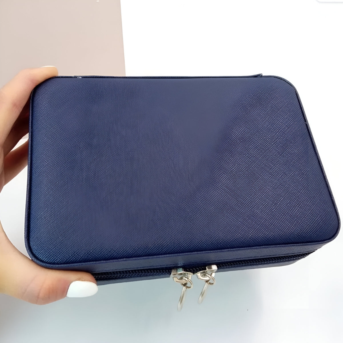 Large Portable Leather Jewelry Organizer – Travel Case for Rings, Earrings & Accessories