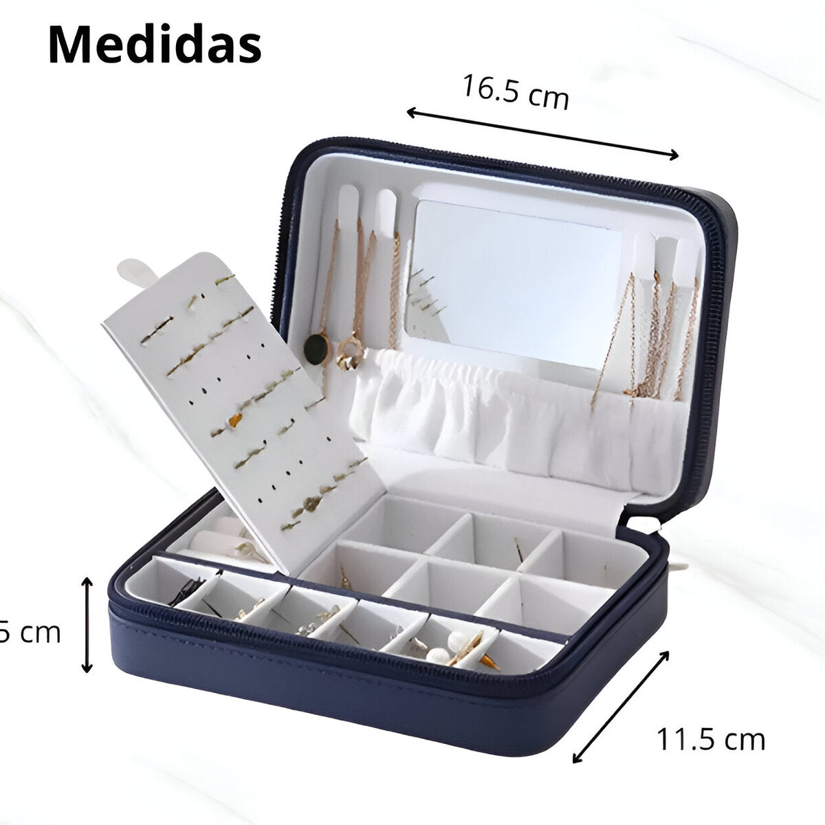 Large Portable Leather Jewelry Organizer – Travel Case for Rings, Earrings & Accessories