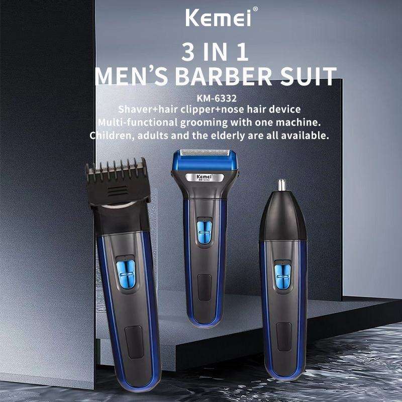 Kemei 3-in-1 Trimmer – Rechargeable Beard, Nose & Hair Grooming Kit in Pakistan