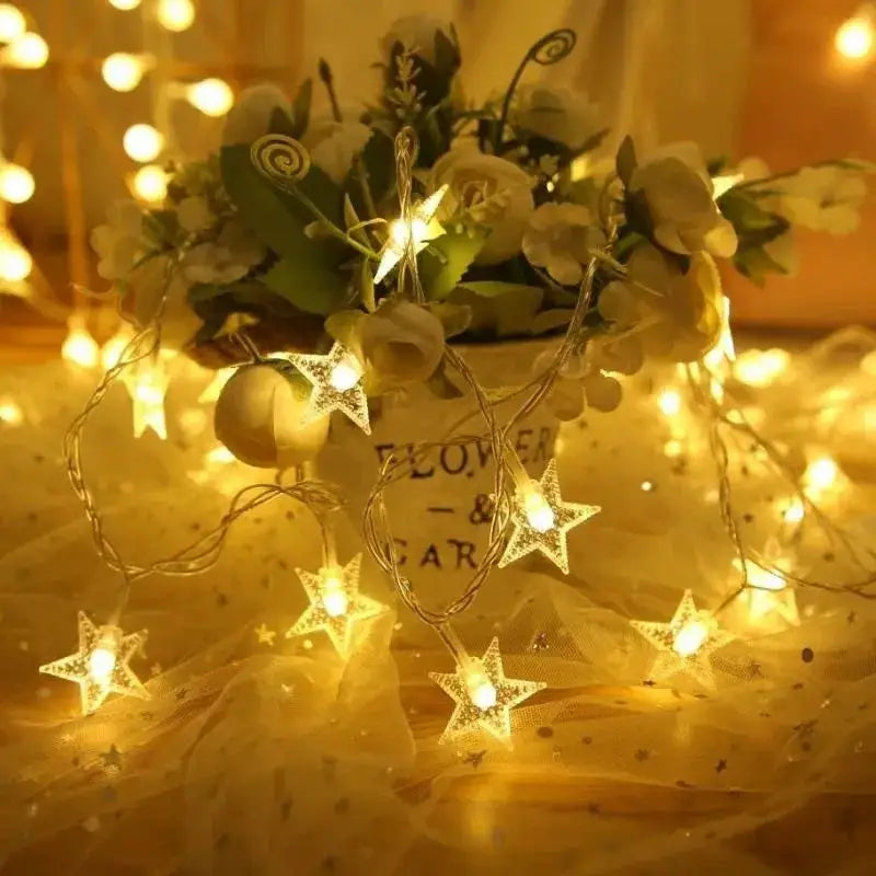 LED Star Fairy String Lights – 20 Stars Battery Operated 12ft Decorative Lights for Room & Party