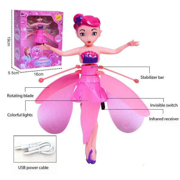 Flying Fairy Doll – Magical Princess Sky Dancer with Sensor & Hand Control, Light-Up Flying Doll for Kids