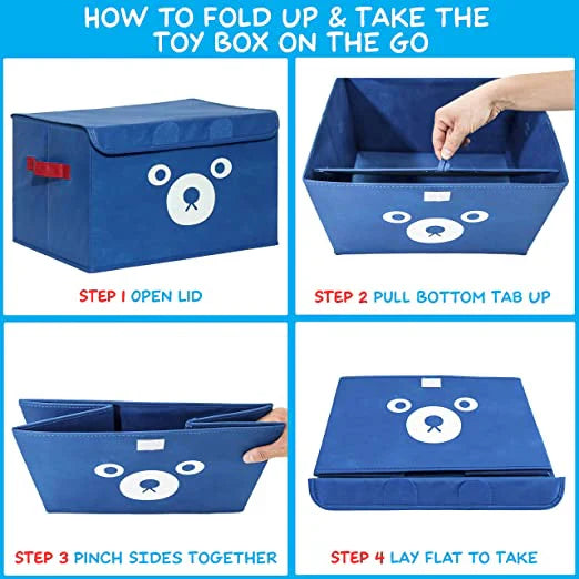 Cute Cartoon Bear Foldable Storage Box – Multipurpose Organizer for Kids & Home