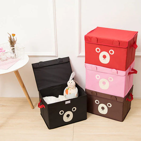 Cute Cartoon Bear Foldable Storage Box – Multipurpose Organizer for Kids & Home