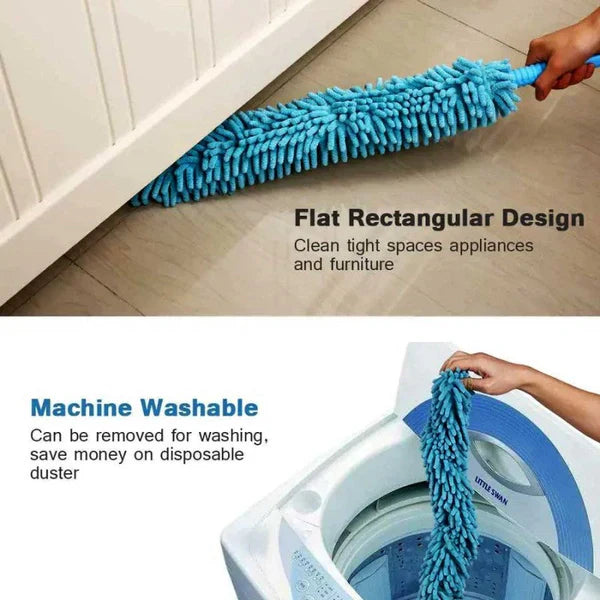 Flexible Microfiber Fan Duster with Long Rod Handle – Telescopic Cleaning Tool