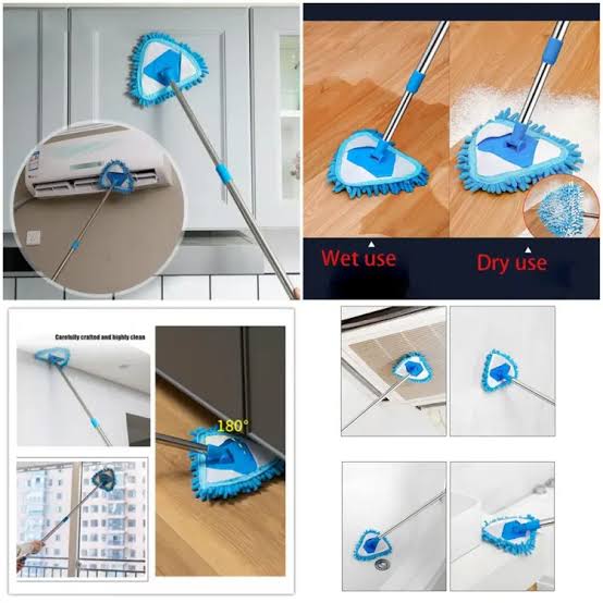 Triangle Shape Extendable Microfiber Mop – 360° Rotating Dust Cleaner