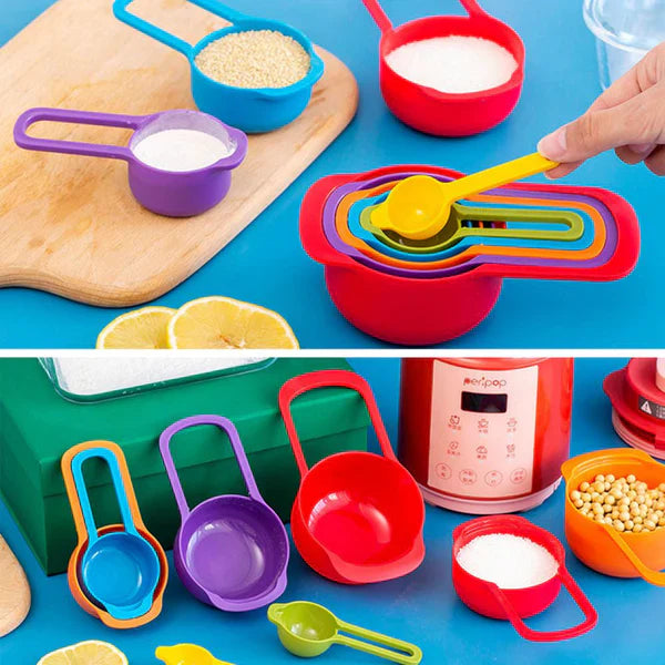 6pcs Measuring Spoon & Cup Set – Plastic with Scale | Baking & Cooking Essentials