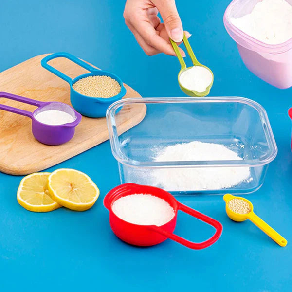 6pcs Measuring Spoon & Cup Set – Plastic with Scale | Baking & Cooking Essentials