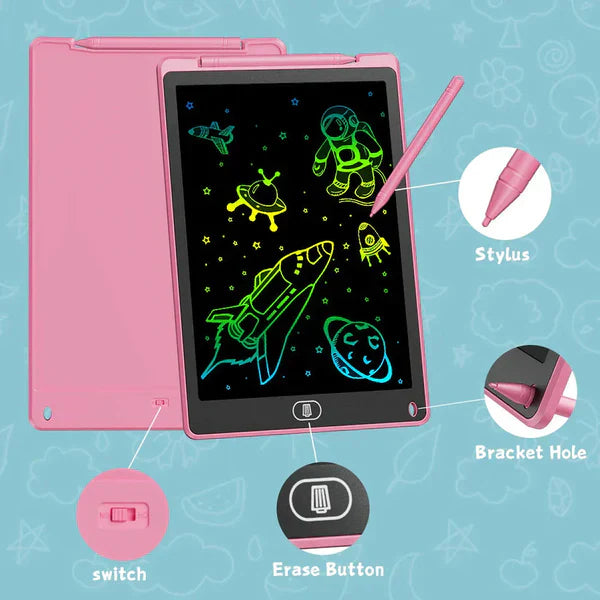 Large 12-Inch LCD Colorful Writing Tablet for Kids – Reusable Drawing & Learning Board
