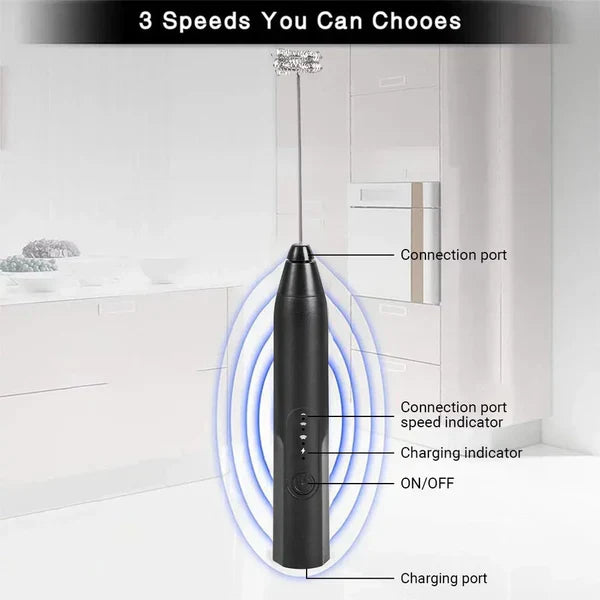 Electric Rechargeable Coffee Beater & Milk Frother – Premium Stainless Steel Foam Maker in Pakistan