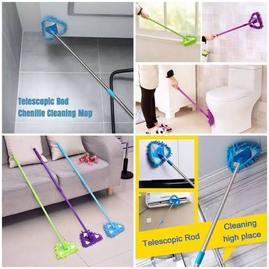 Triangle Shape Extendable Microfiber Mop – 360° Rotating Dust Cleaner