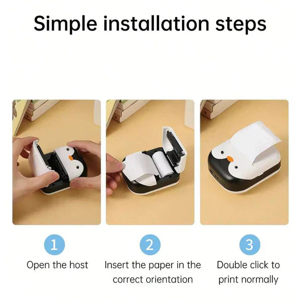 Penguin Portable Rechargeable Thermal Printer – Includes Free Roll of Thermal Paper