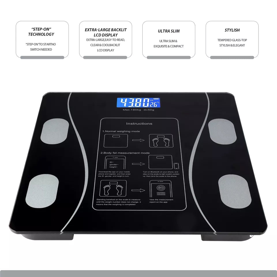 Digital Bluetooth Body Weight Scale – High Precision Smart Bathroom Scale with App Sync