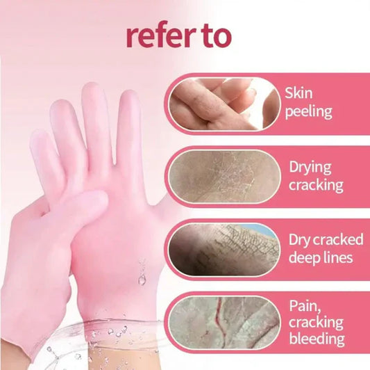 Silicone Gel Moisturizing Gloves – Hand Spa Manicure Gloves for Dry, Cracked & Rough Skin