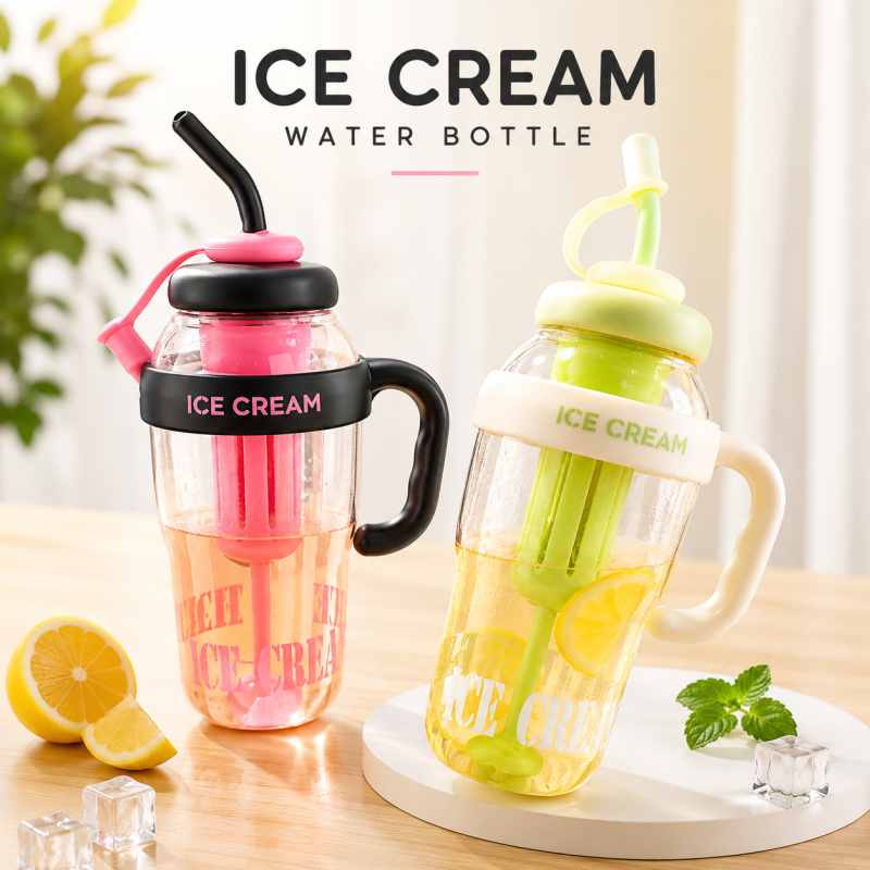 1300ml Large Capacity Tumbler with Straw – Premium Leakproof Ice Cream & Coffee Bottle in Pakistan
