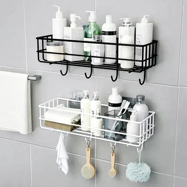 Rectangle Metal Organizer Stand with Hooks – Wall Mounted Storage Rack