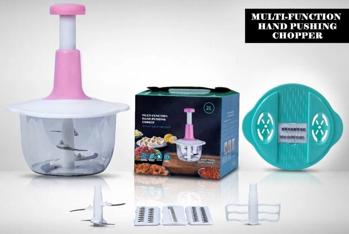 Manual Push Chopper 2L – Multifunctional ABS Plastic Kitchen Vegetable Cutter