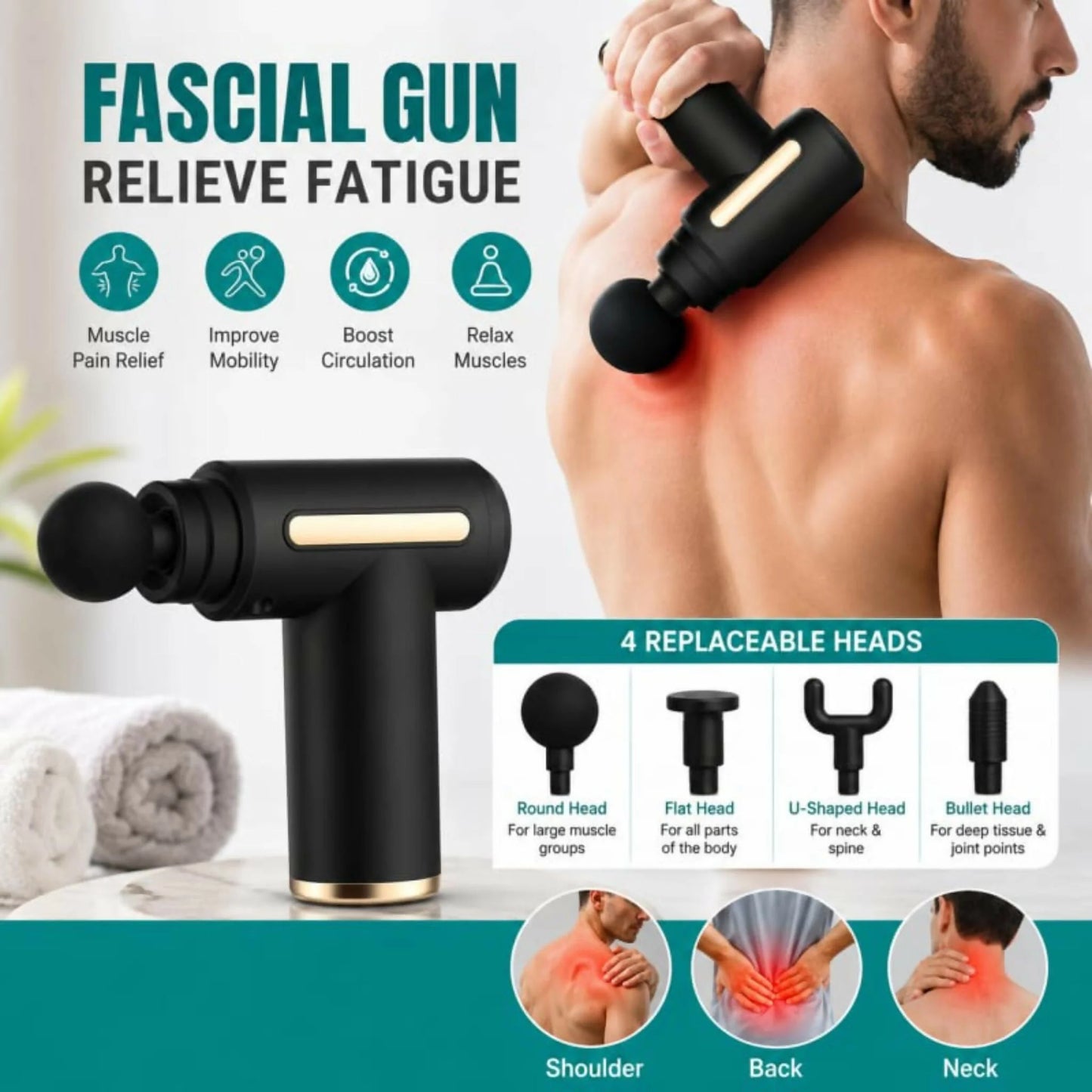 Deep Tissue Massage Gun – Handheld Muscle Massager for Recovery & Relaxation