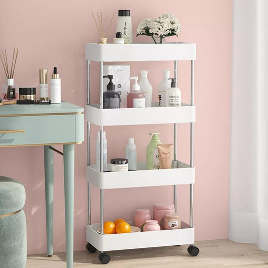 4-Layers Storage Rack Moveable Trolley – Portable Multi-Purpose Organizer