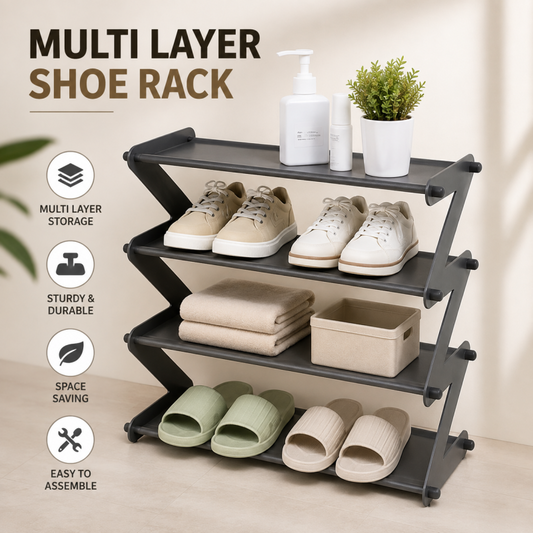 4-Tier Modern X-Shape Shoe Rack – Stylish & Space-Saving Storage Organizer in Pakistan